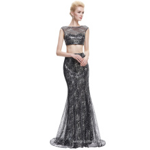 Starzz 2016 New Arrival Sexy Cheap Sequin Two Piece Set Long Black Prom Dress ST000030-1